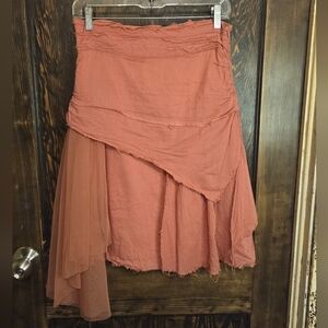 Styles Asymmetrical Dusty Rose Layered Tiered Flowy Raw Edge Skirt